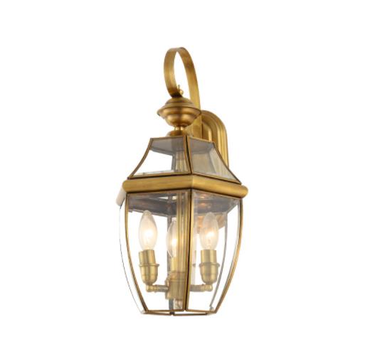 Ārpus Polijas Brass Finish Brass Wall Lantern ar tīru Beveled Glass