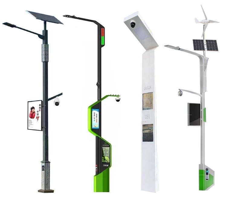 Smart Pole with Camera and Wind Solar Hybrid Controller Supply Power LED Street Lights